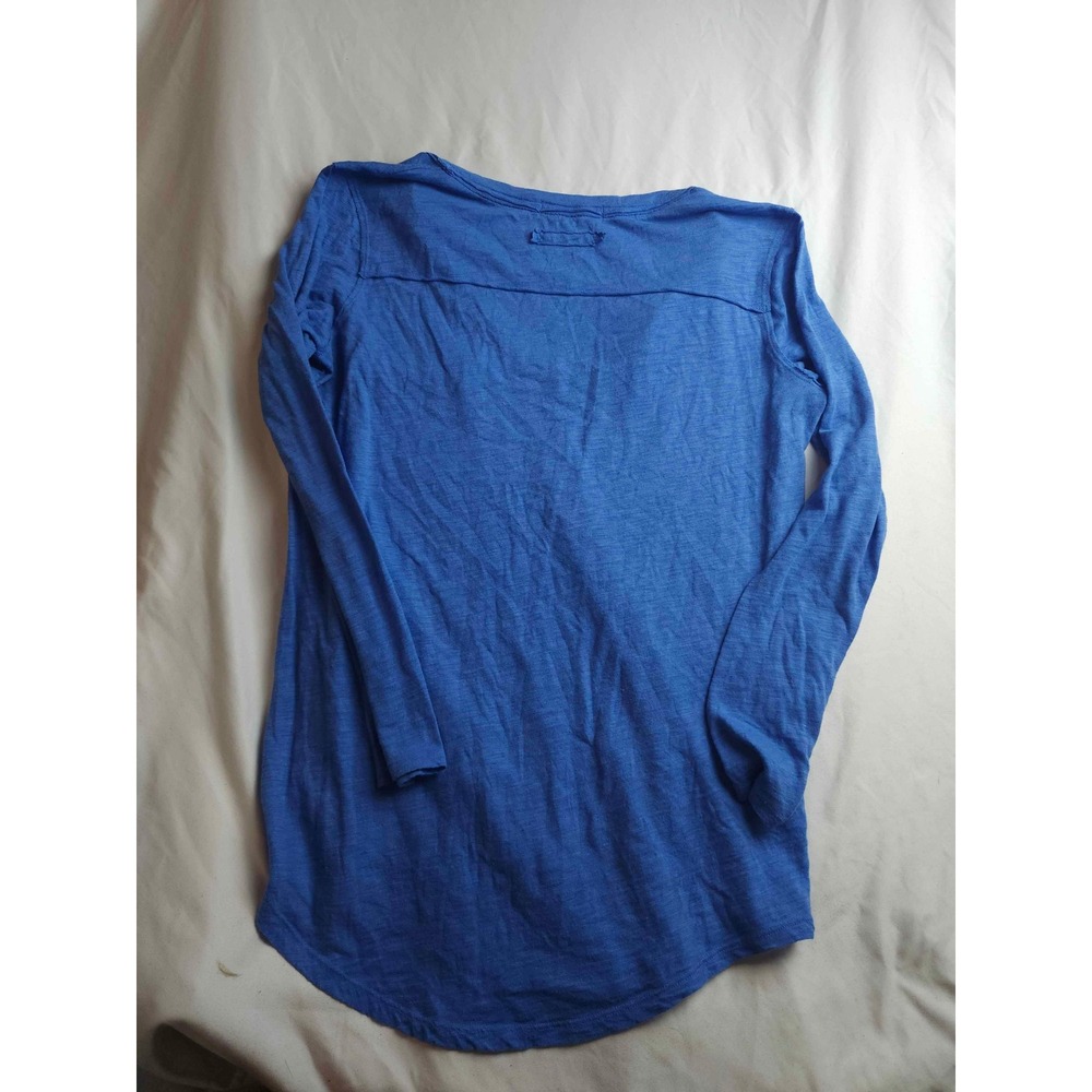 We The Free Free People Blue Long Sleeve V-Neck Pocket Tee Slub Knit Medium - Picture 6 of 7